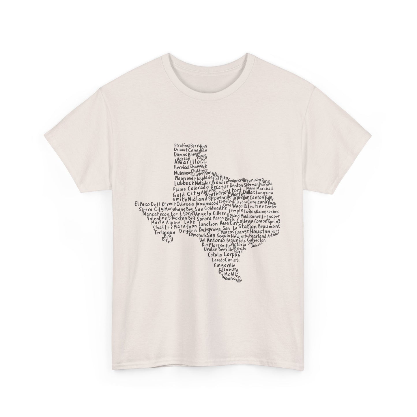Handwritten Texas Cities T-Shirt