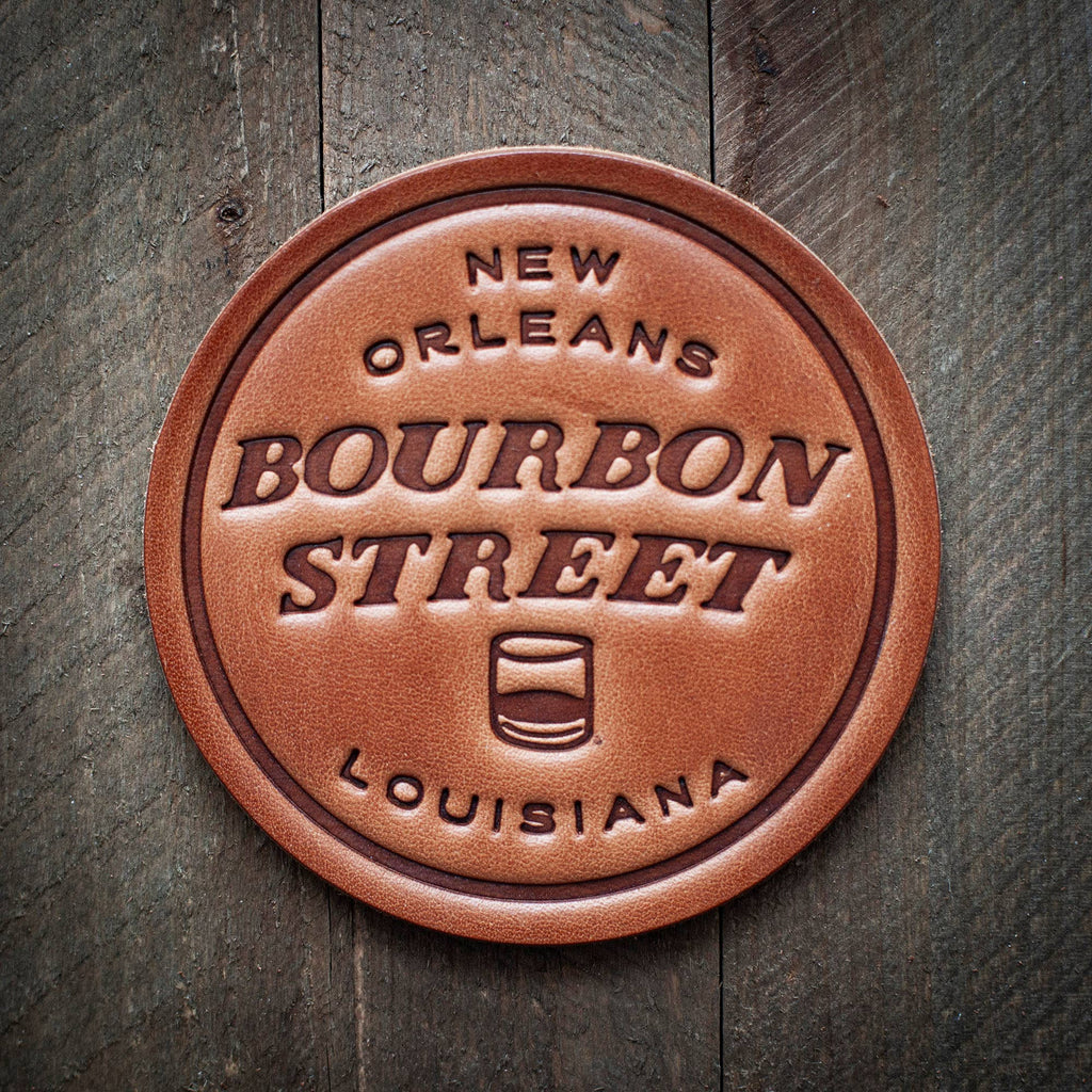 Bourbon Street New Orleans Leather Coaster