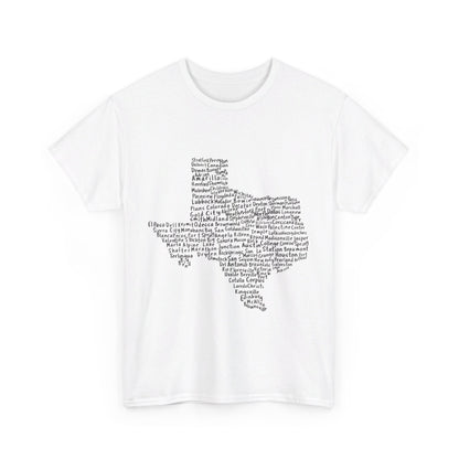 Handwritten Texas Cities T-Shirt