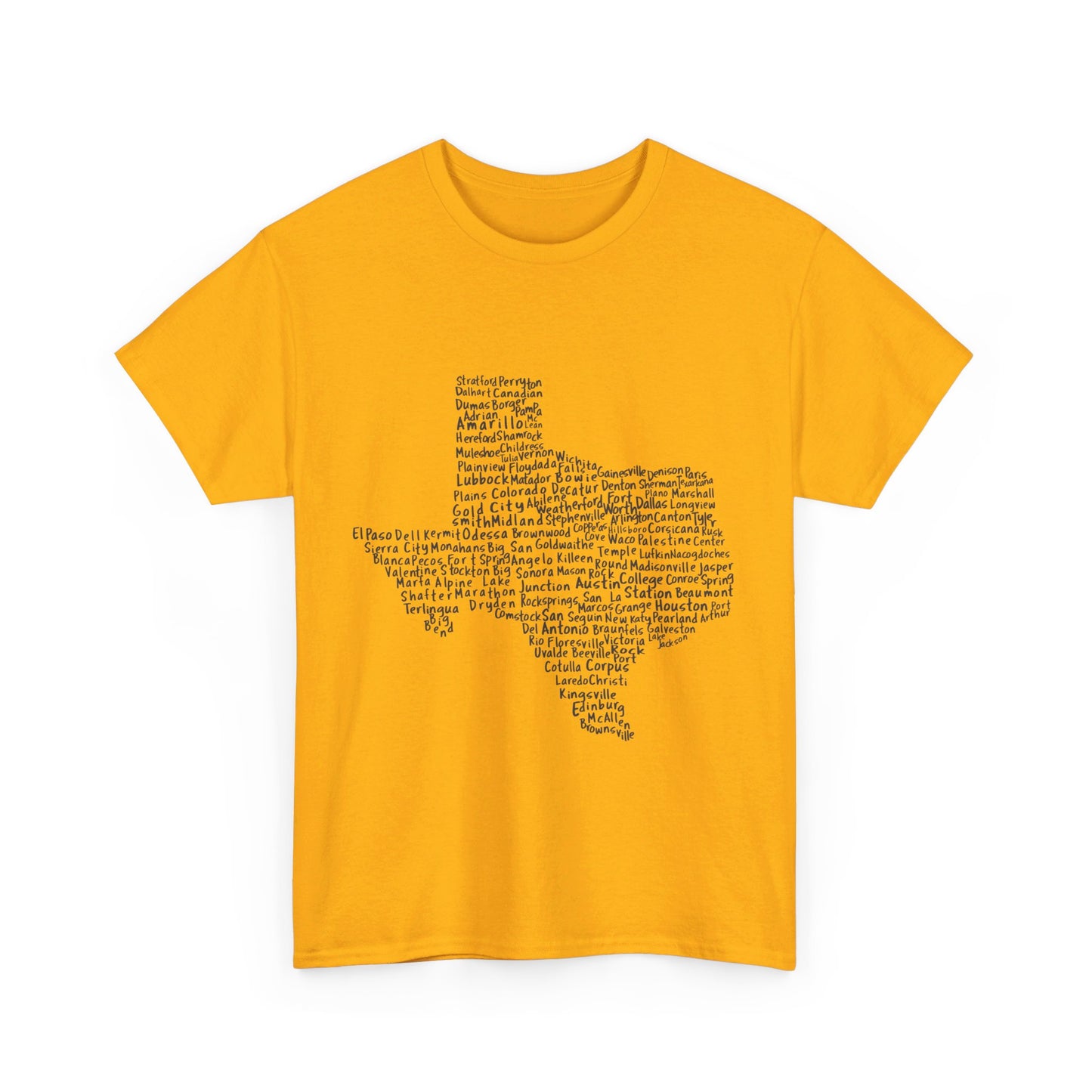 Handwritten Texas Cities T-Shirt