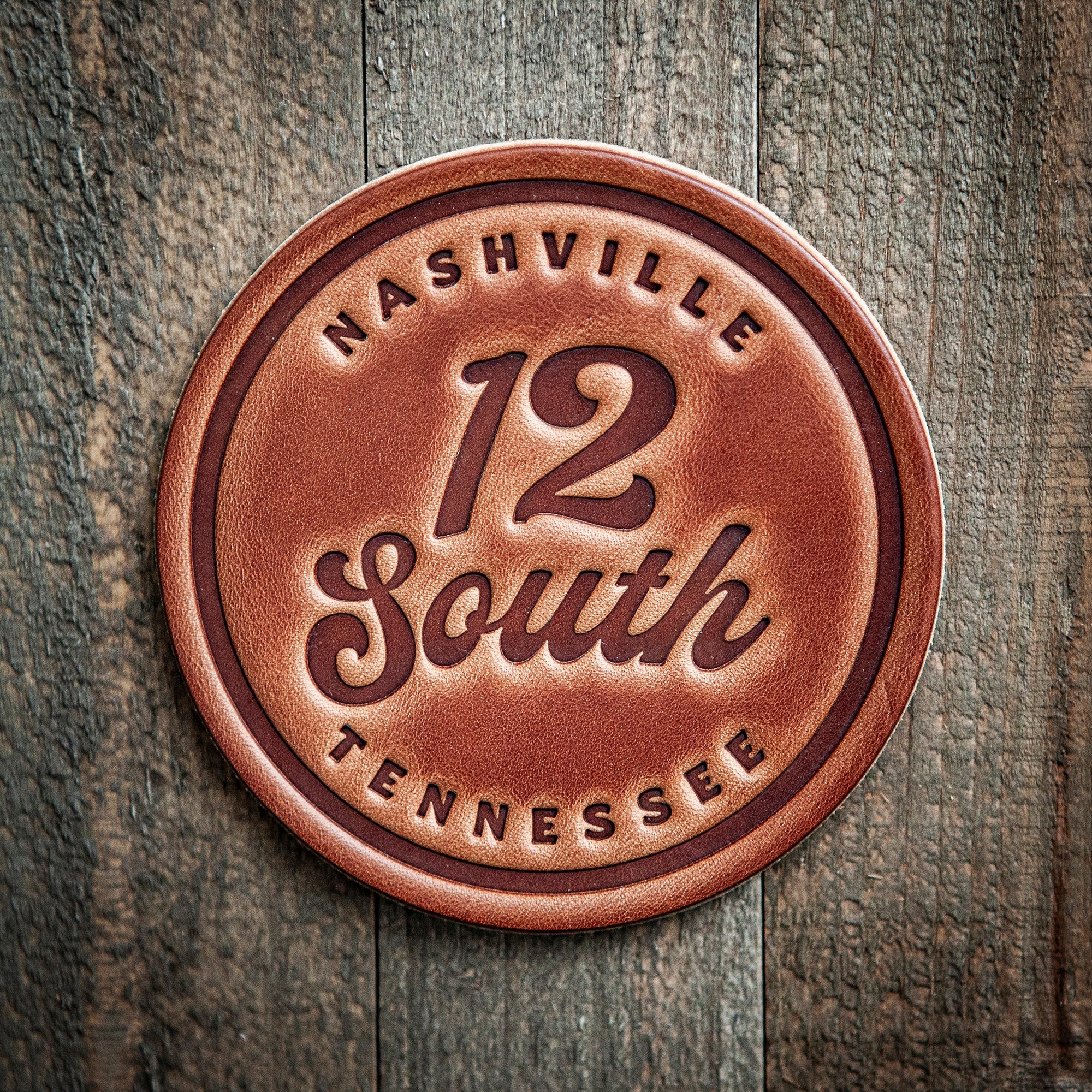 12 South Nashville Tennessee Leather Coaster