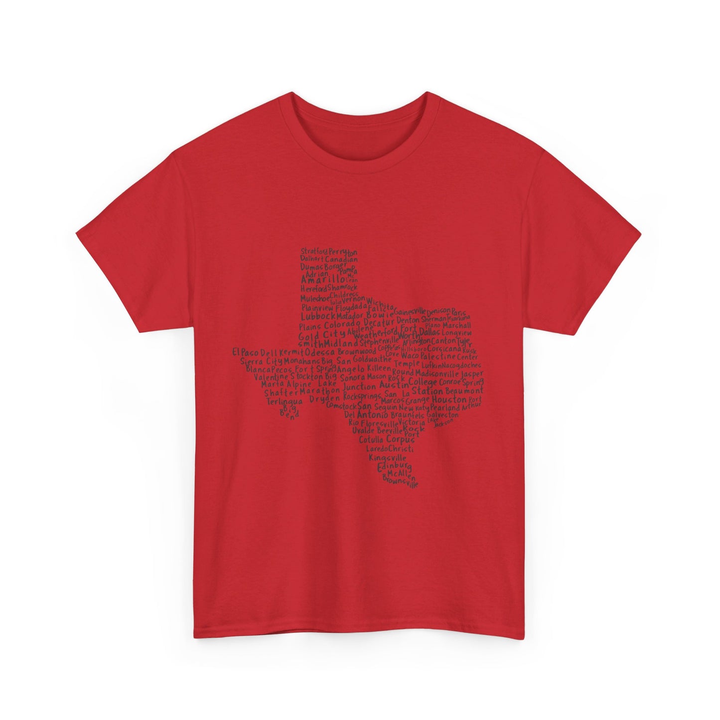 Handwritten Texas Cities T-Shirt