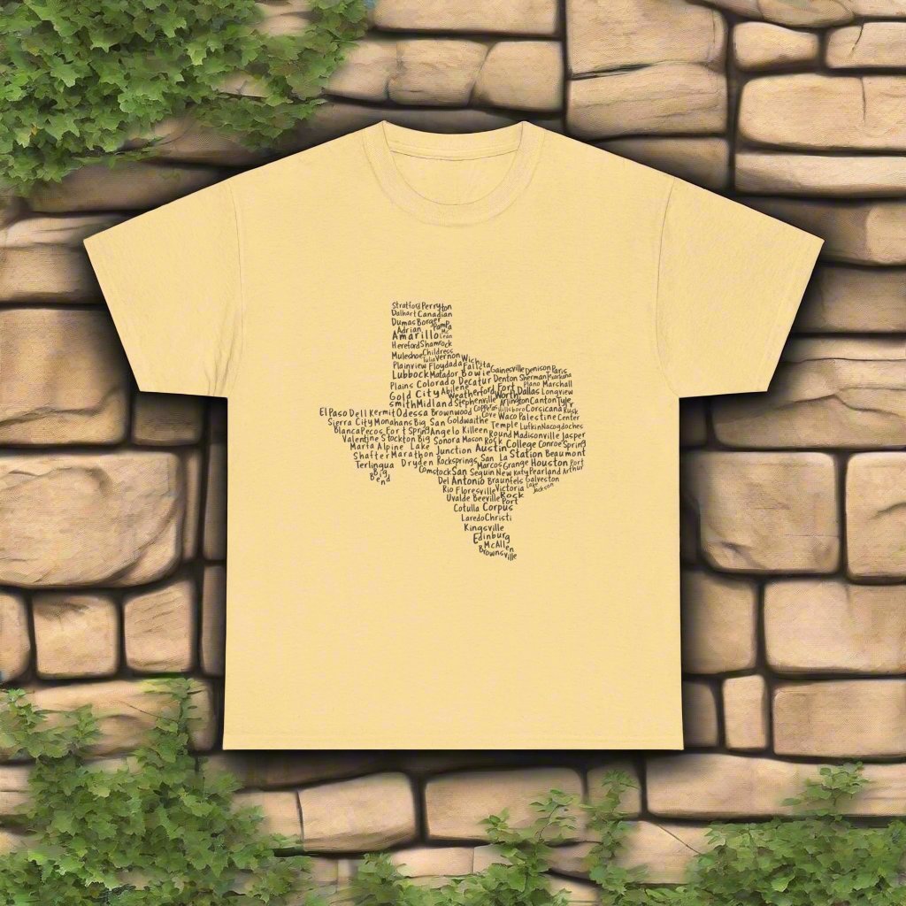 Handwritten Texas Cities T-Shirt