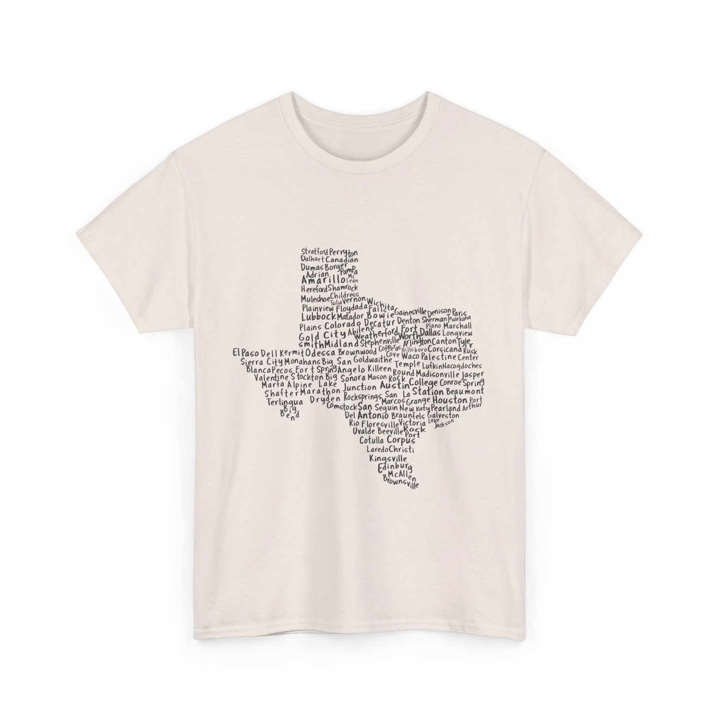 Handwritten Texas Cities T-Shirt