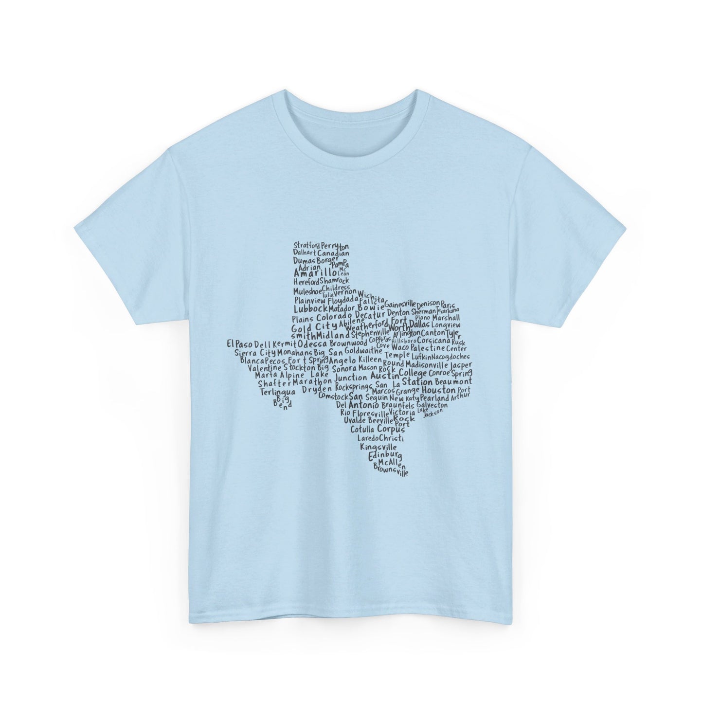 Handwritten Texas Cities T-Shirt