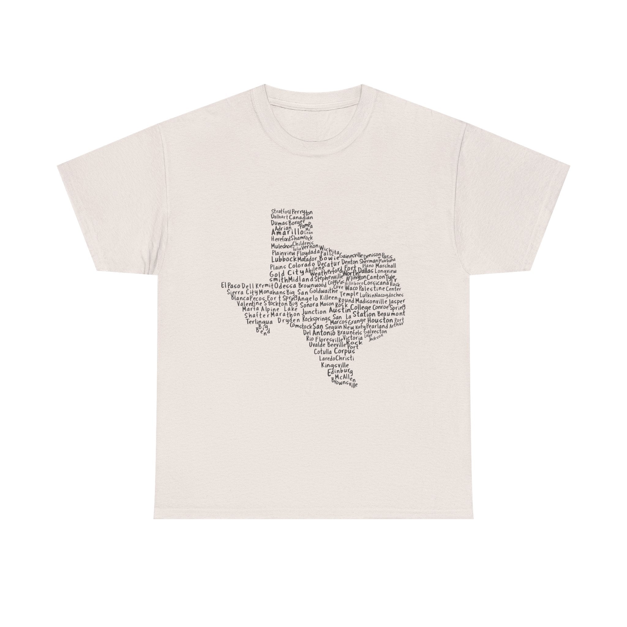 Handwritten Texas Cities T-Shirt