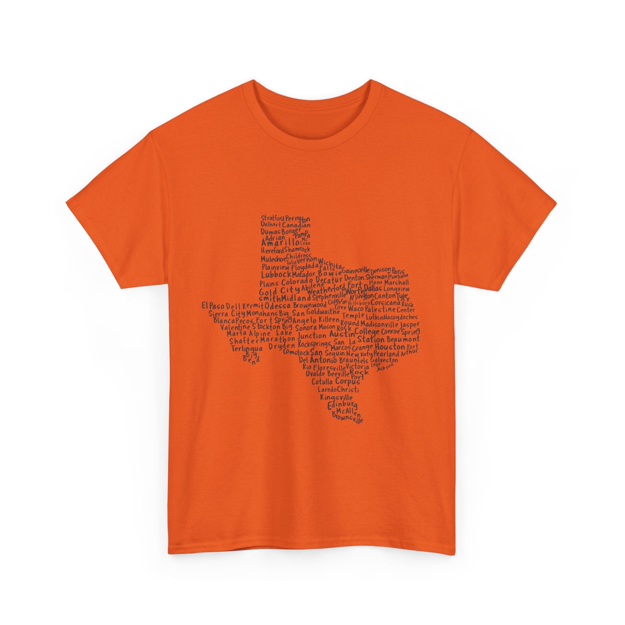 Handwritten Texas Cities T-Shirt