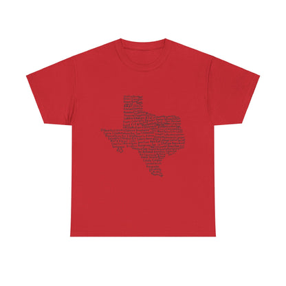 Handwritten Texas Cities T-Shirt