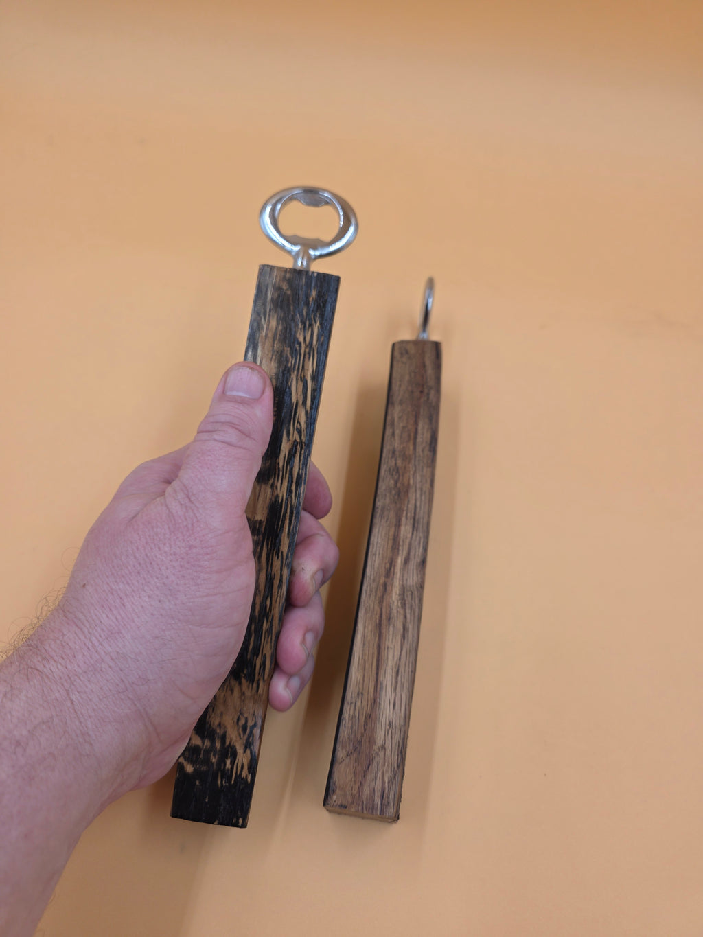 1 - Handcrafted Whiskey Barrel Stave Bottle Opener – Authentic Oak Bourbon Wood Gift