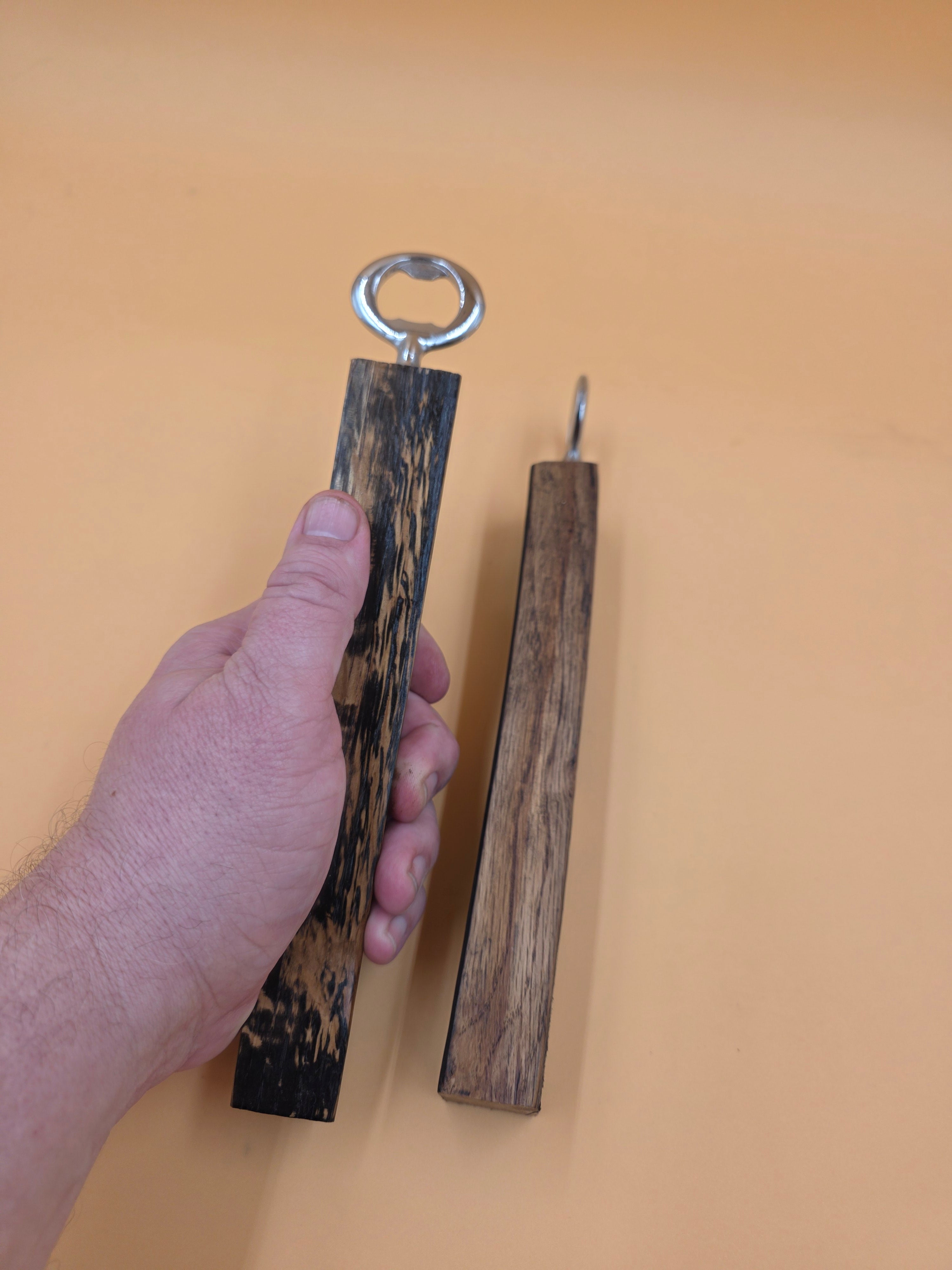 1 - Handcrafted Whiskey Barrel Stave Bottle Opener – Authentic Oak Bourbon Wood Gift