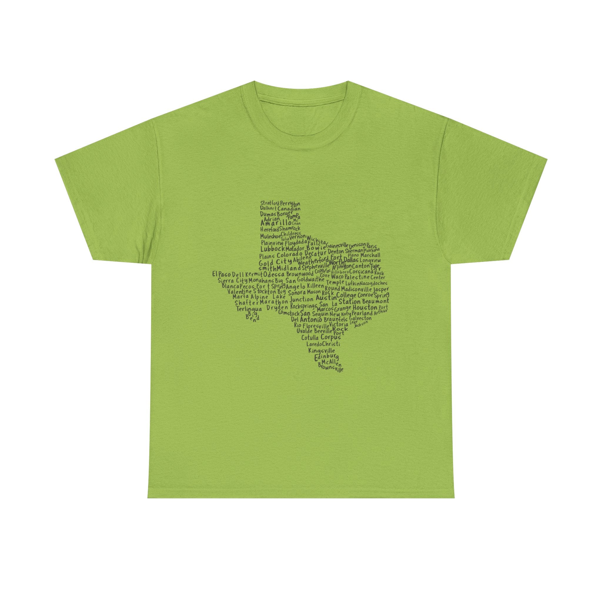 Handwritten Texas Cities T-Shirt