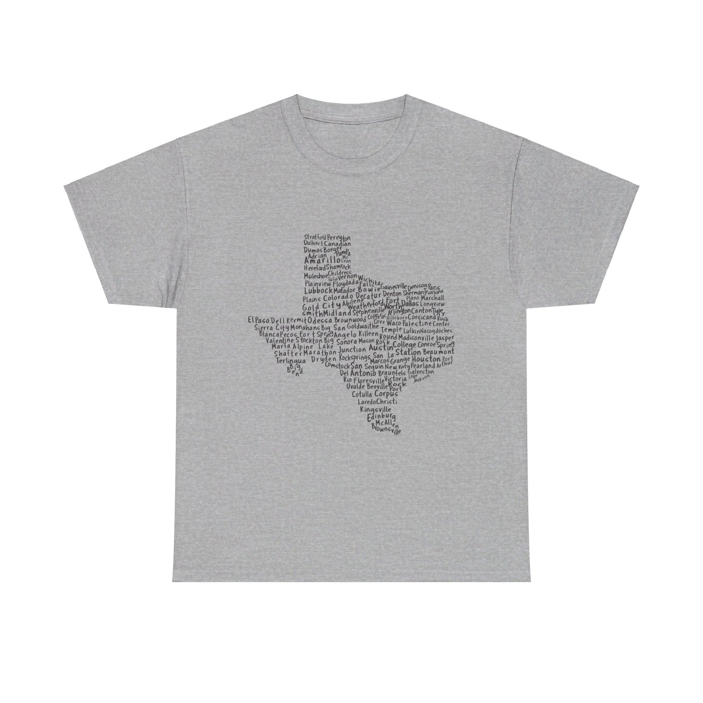 Handwritten Texas Cities T-Shirt