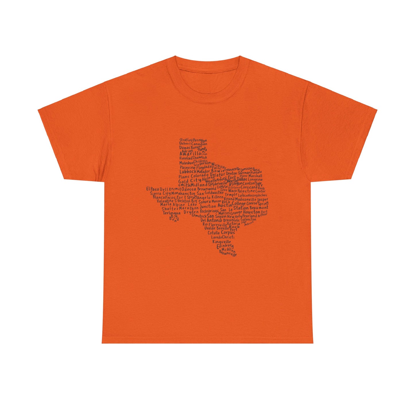 Handwritten Texas Cities T-Shirt