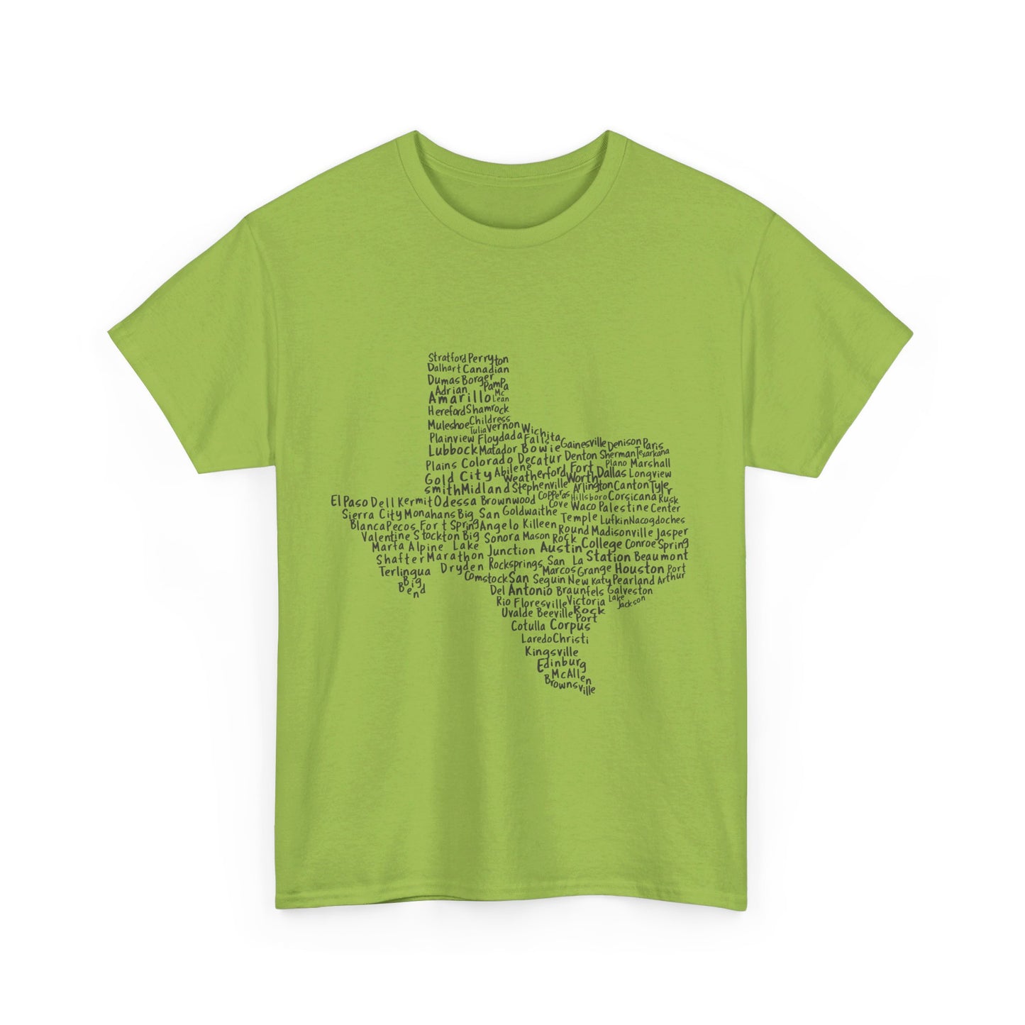 Handwritten Texas Cities T-Shirt