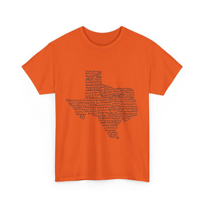 Handwritten Texas Cities T-Shirt