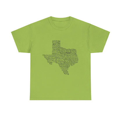 Handwritten Texas Cities T-Shirt