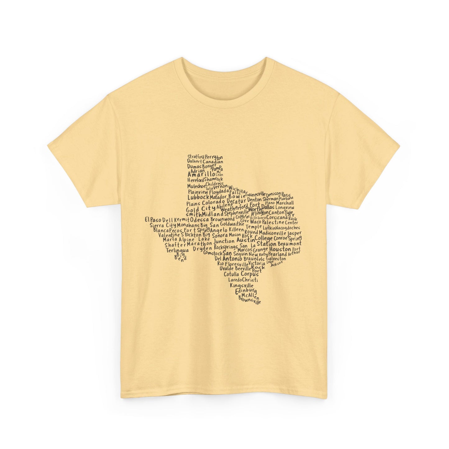 Handwritten Texas Cities T-Shirt