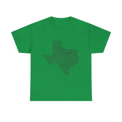 Handwritten Texas Cities T-Shirt