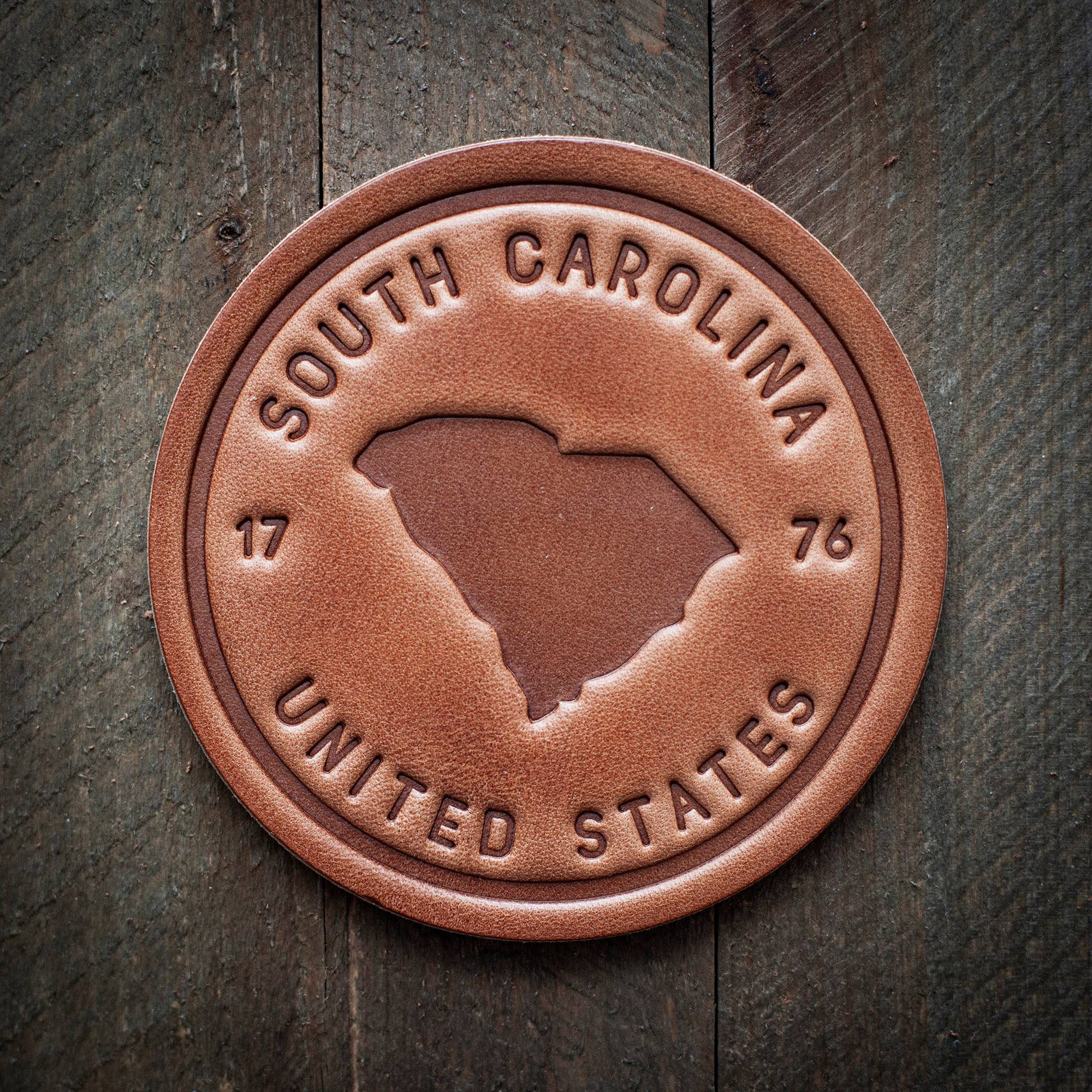 South Carolina State Silhouette Leather Coaster