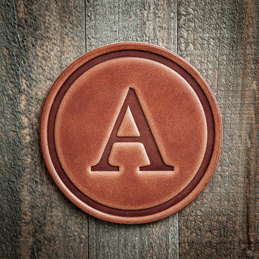 A Monogram Letter Leather Coaster