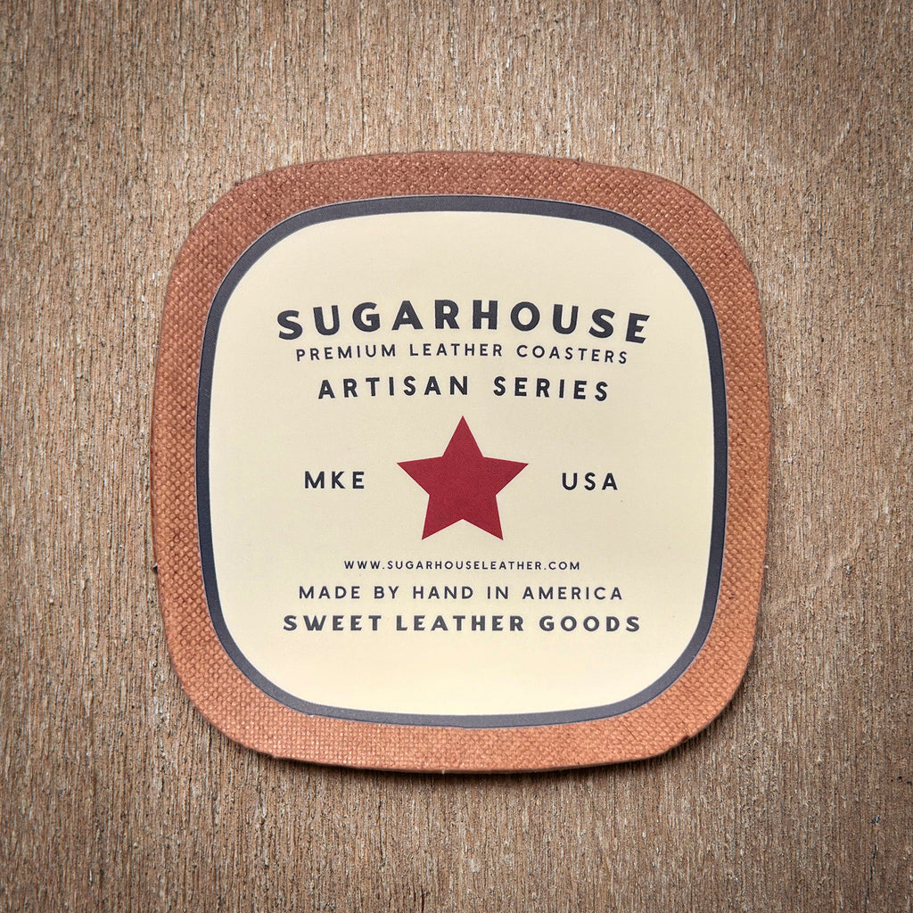 Artisan Leather Coaster Design 06