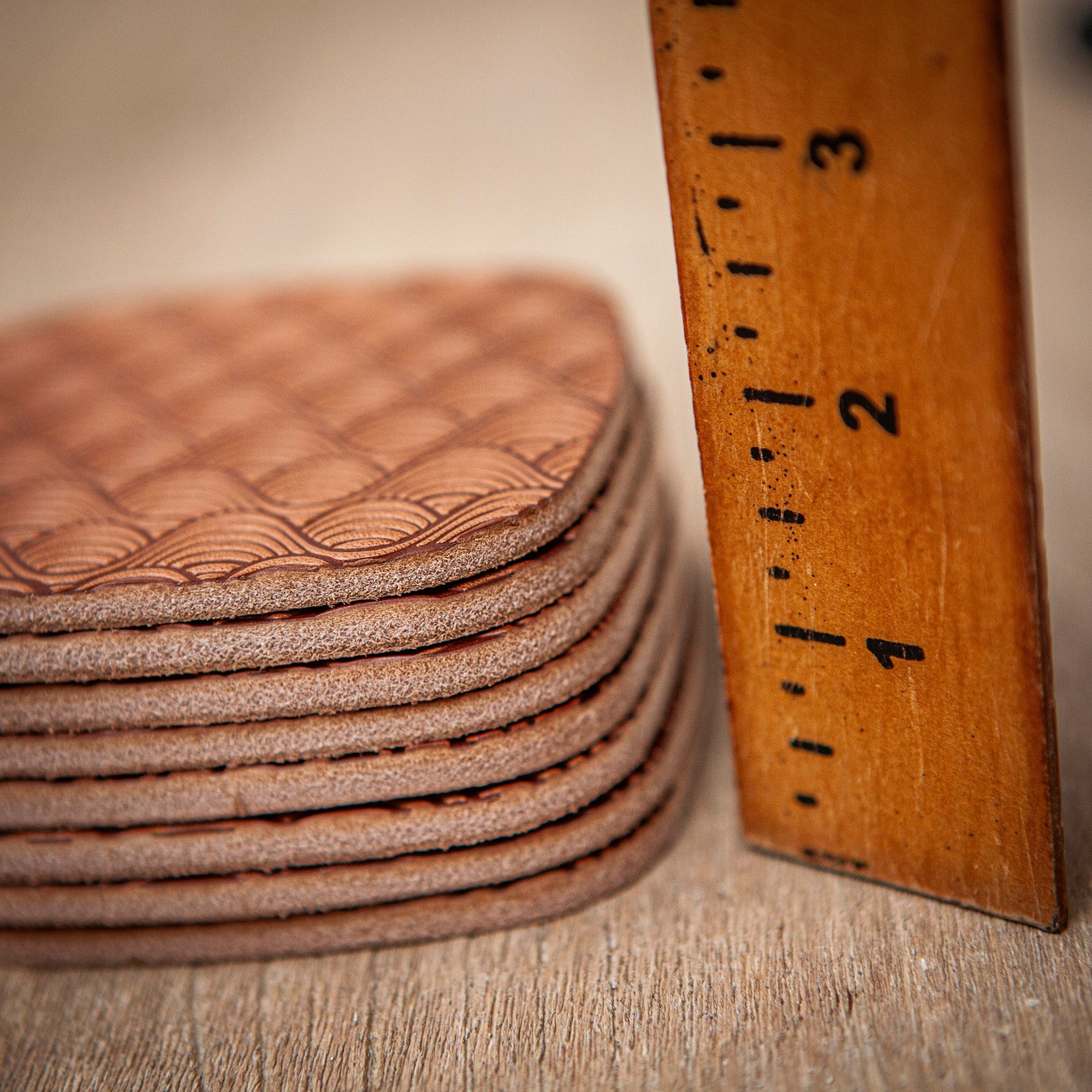 Artisan Leather Coaster Design 07