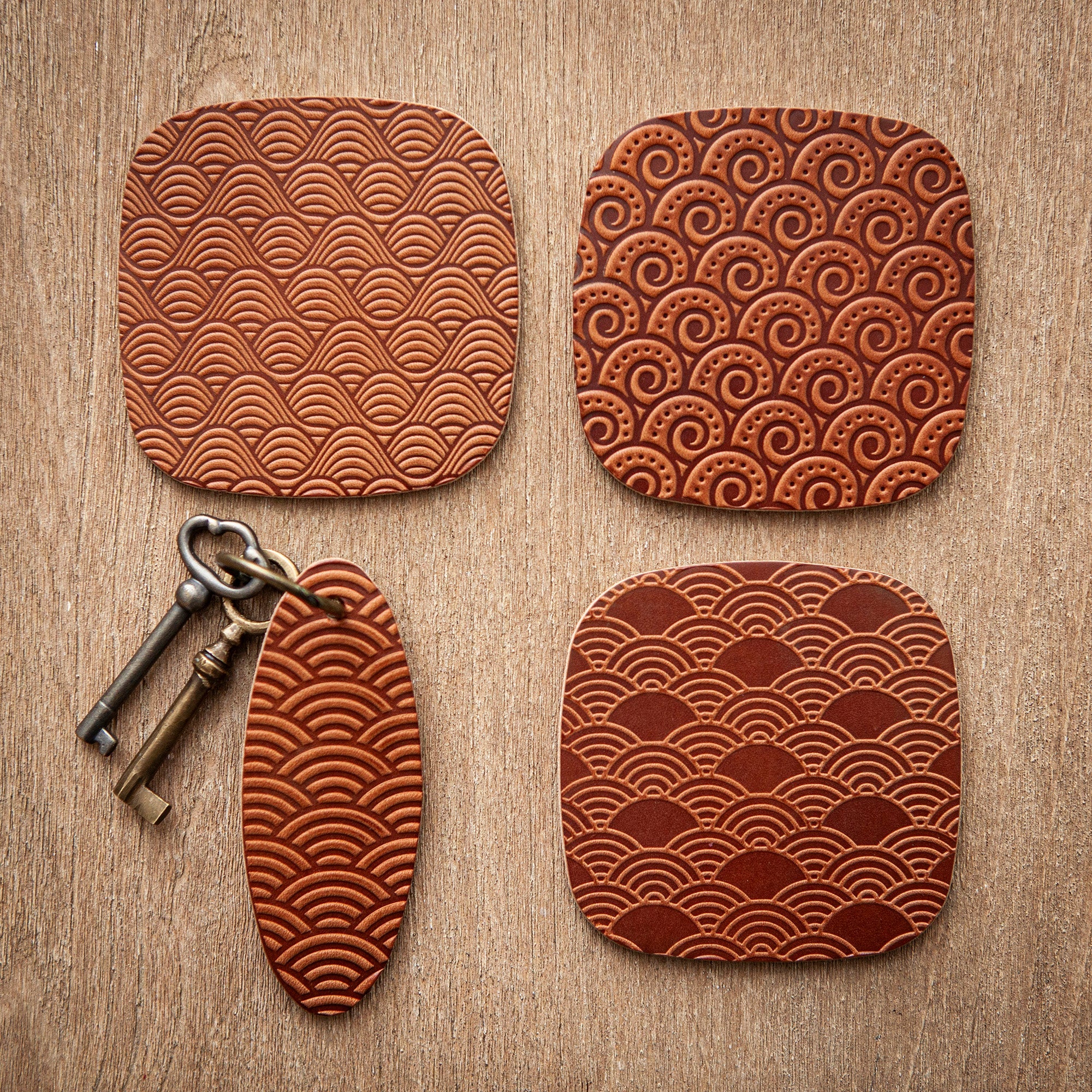 Artisan Leather Coaster Design 05