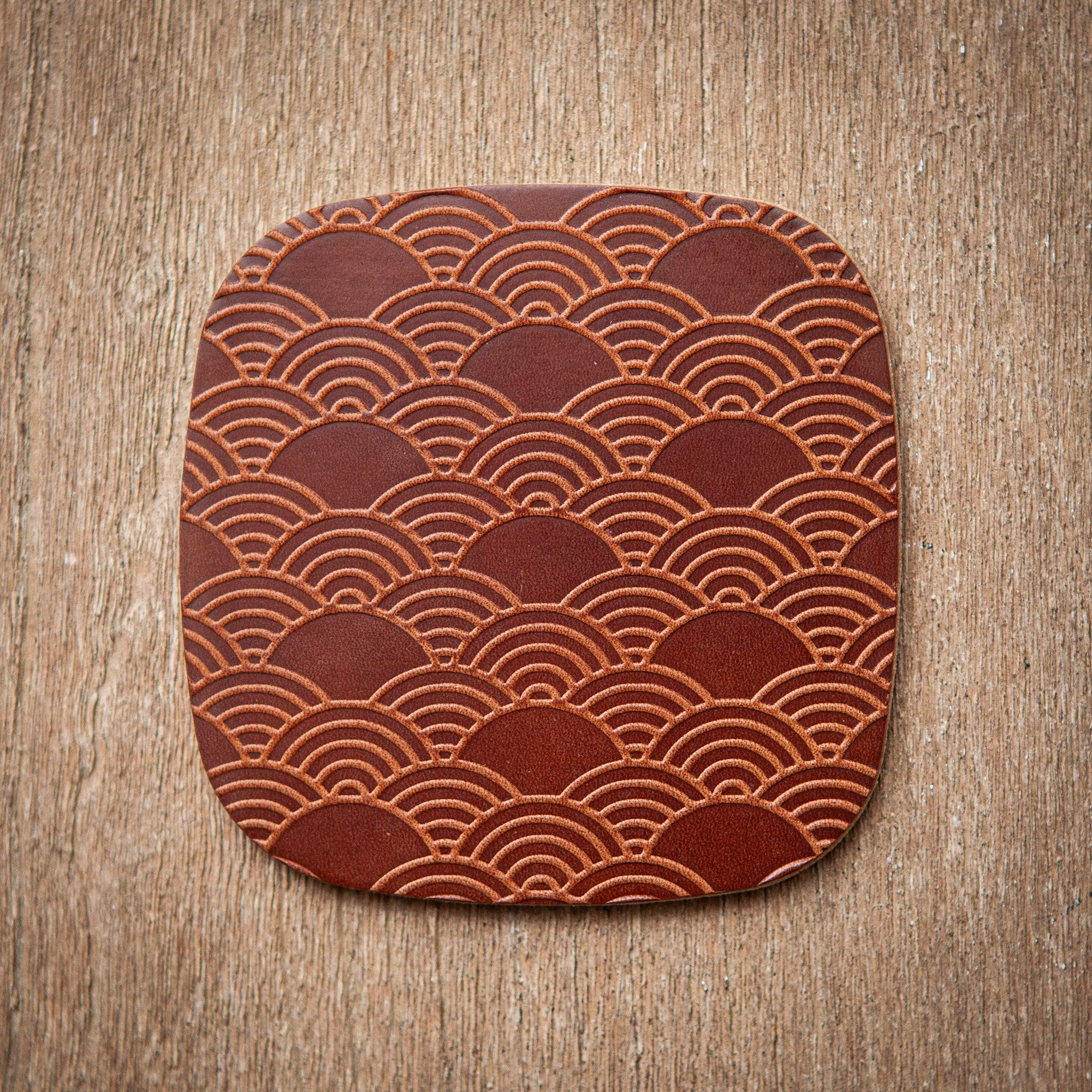 Artisan Leather Coaster Design 06