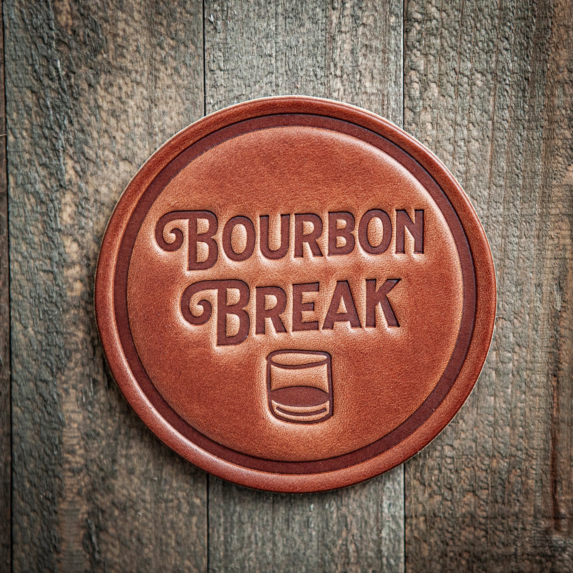 Bourbon Break Leather Coaster