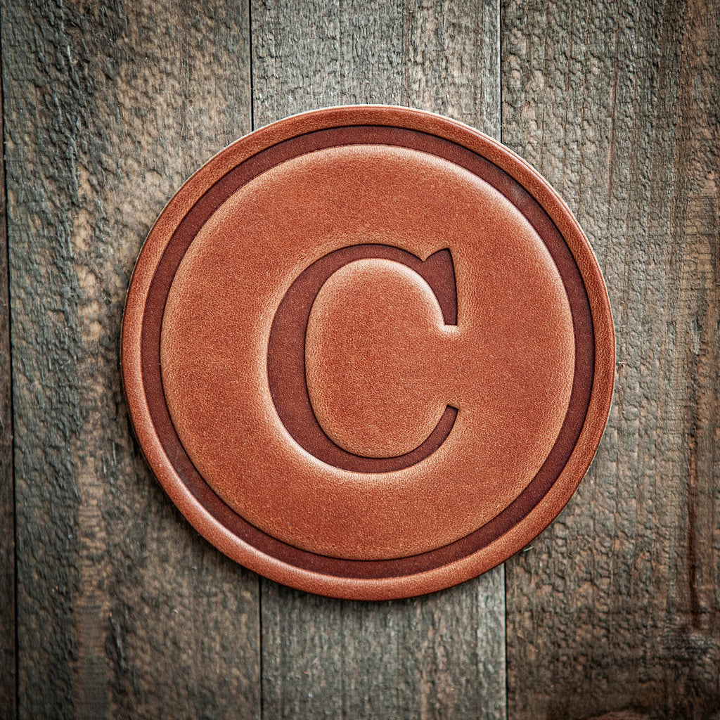 C Monogram Letter Leather Coaster
