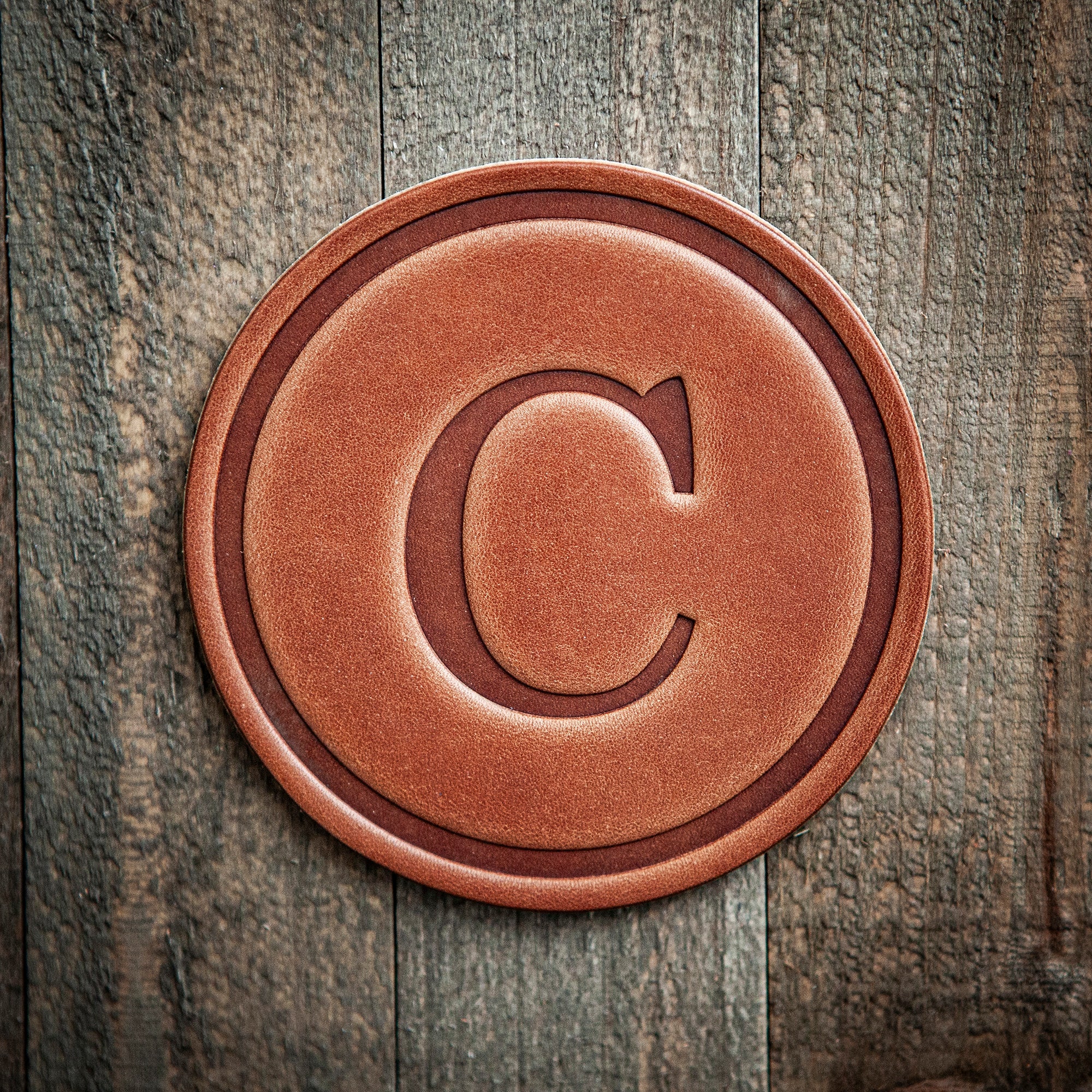 C Monogram Letter Leather Coaster