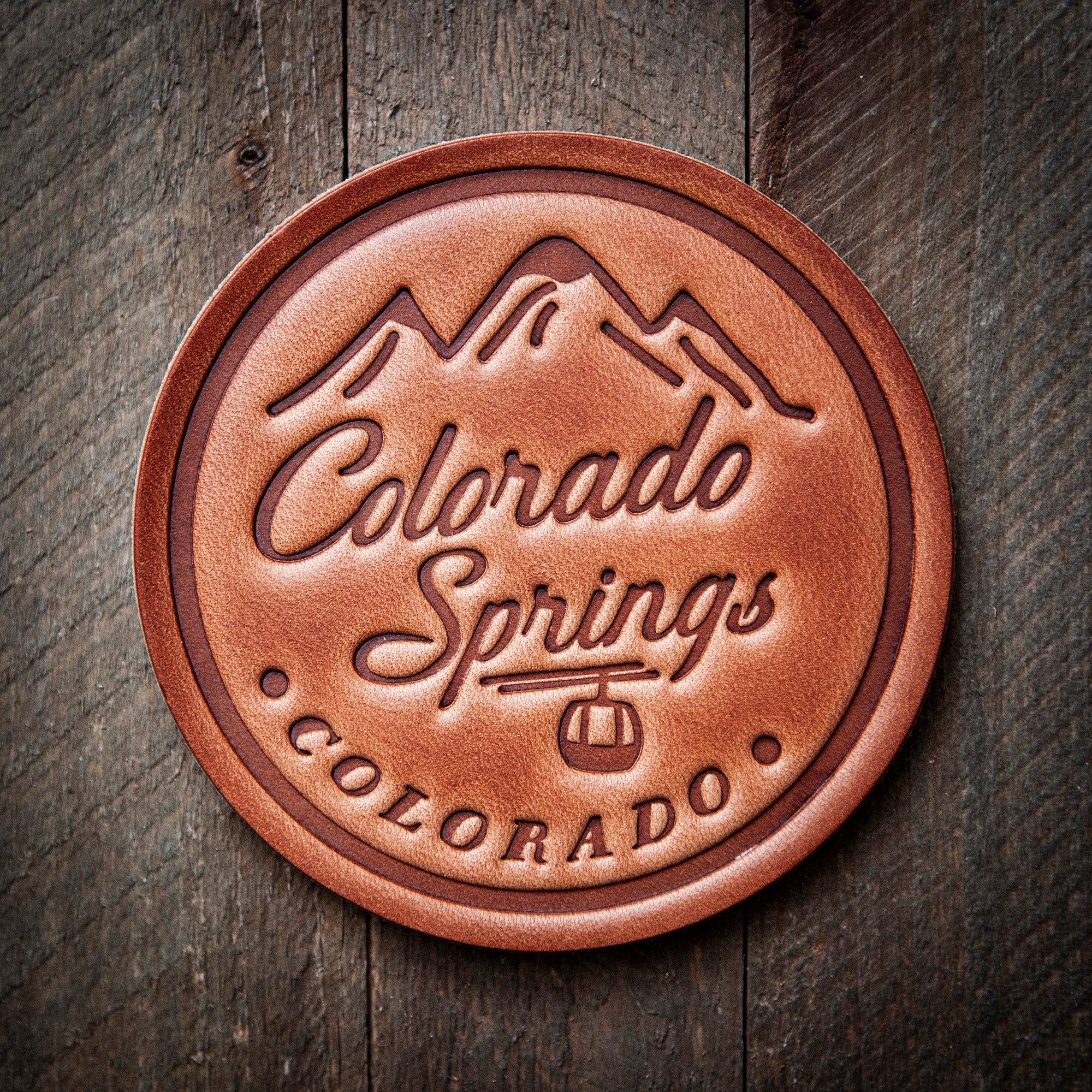 Colorado Springs Leather Coaster