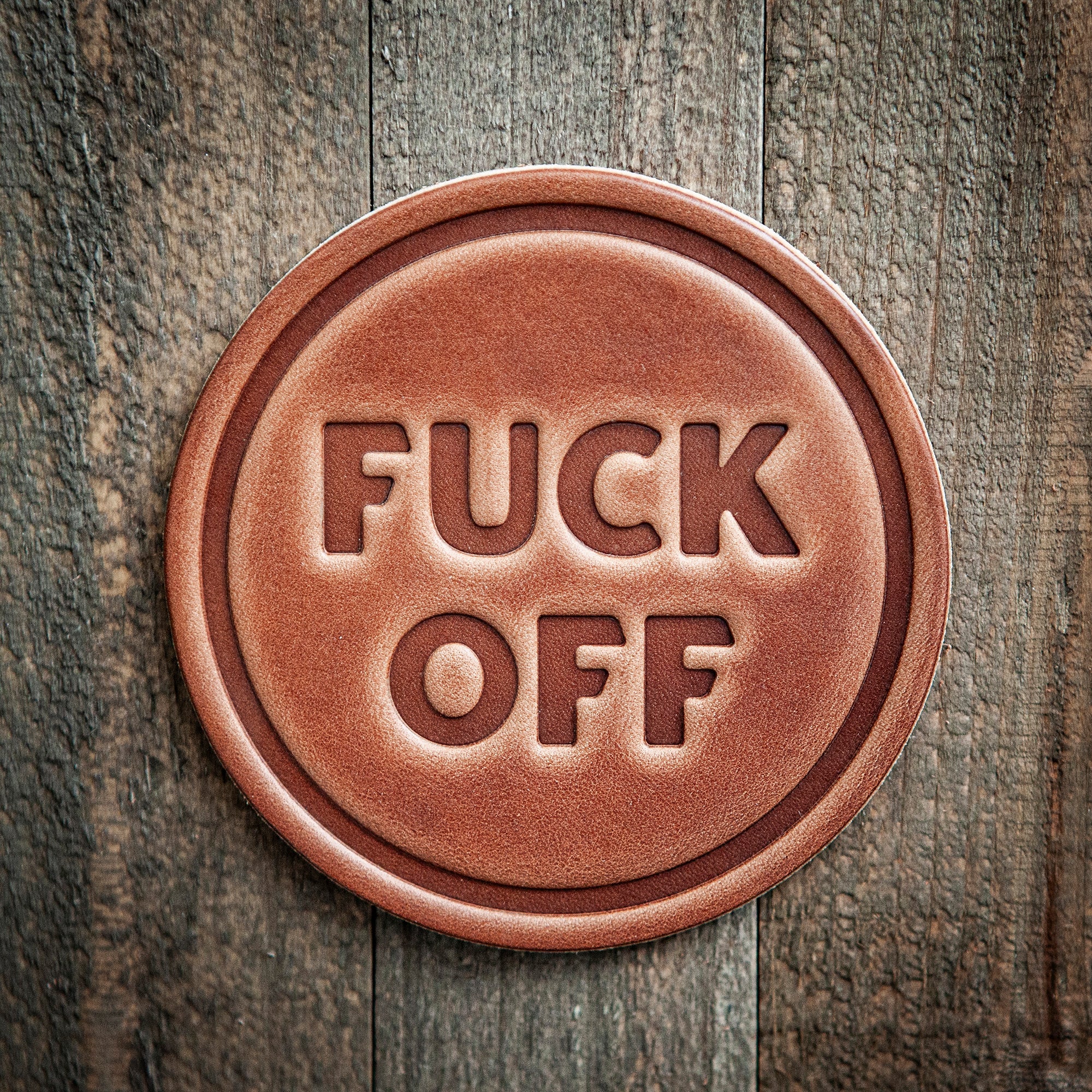 Fuck Off Leather Coaster
