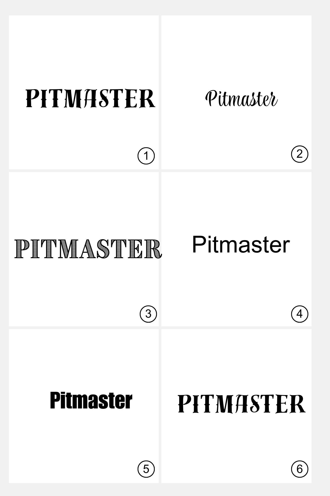 Font Chart for Laser Engraving Option