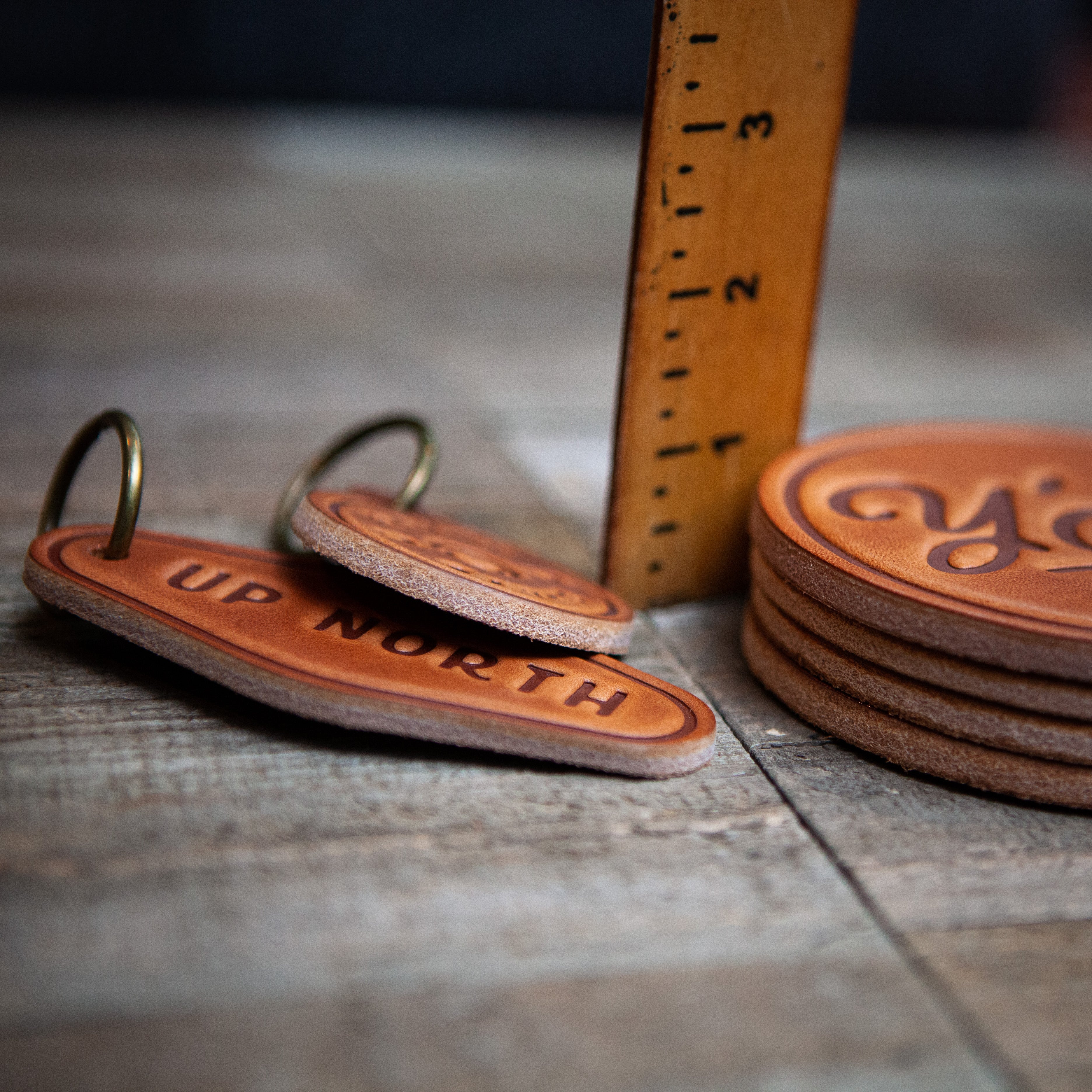 C Monogram Letter Leather Coaster