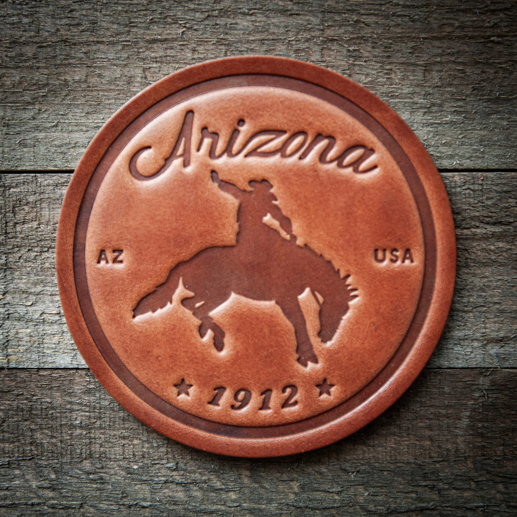 Arizona Bronco Leather Coaster