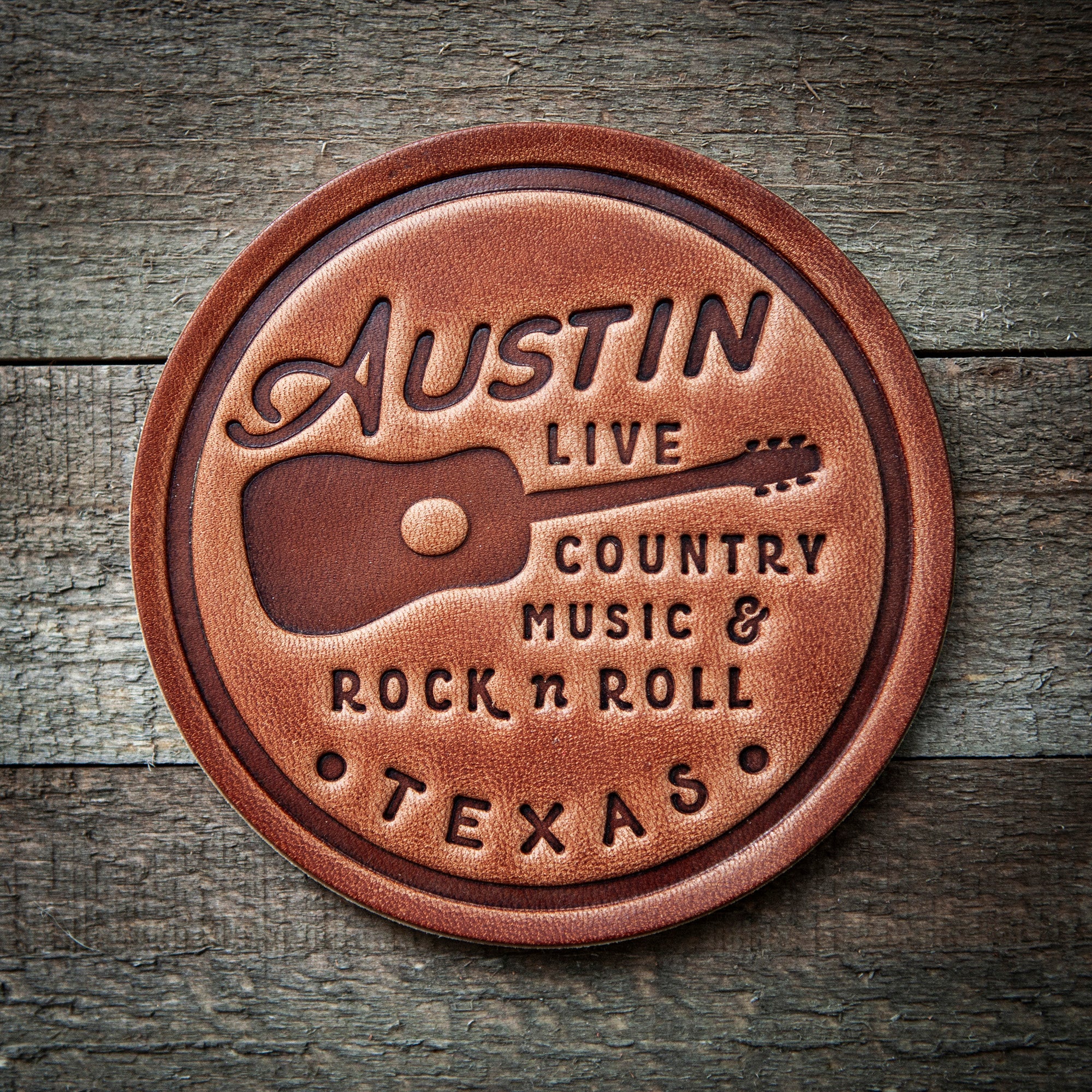 Austin Texas Leather Coaster