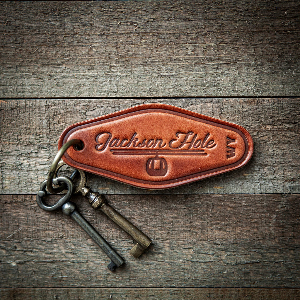 Jackson Hole Gondola Leather Keychain Motel Style