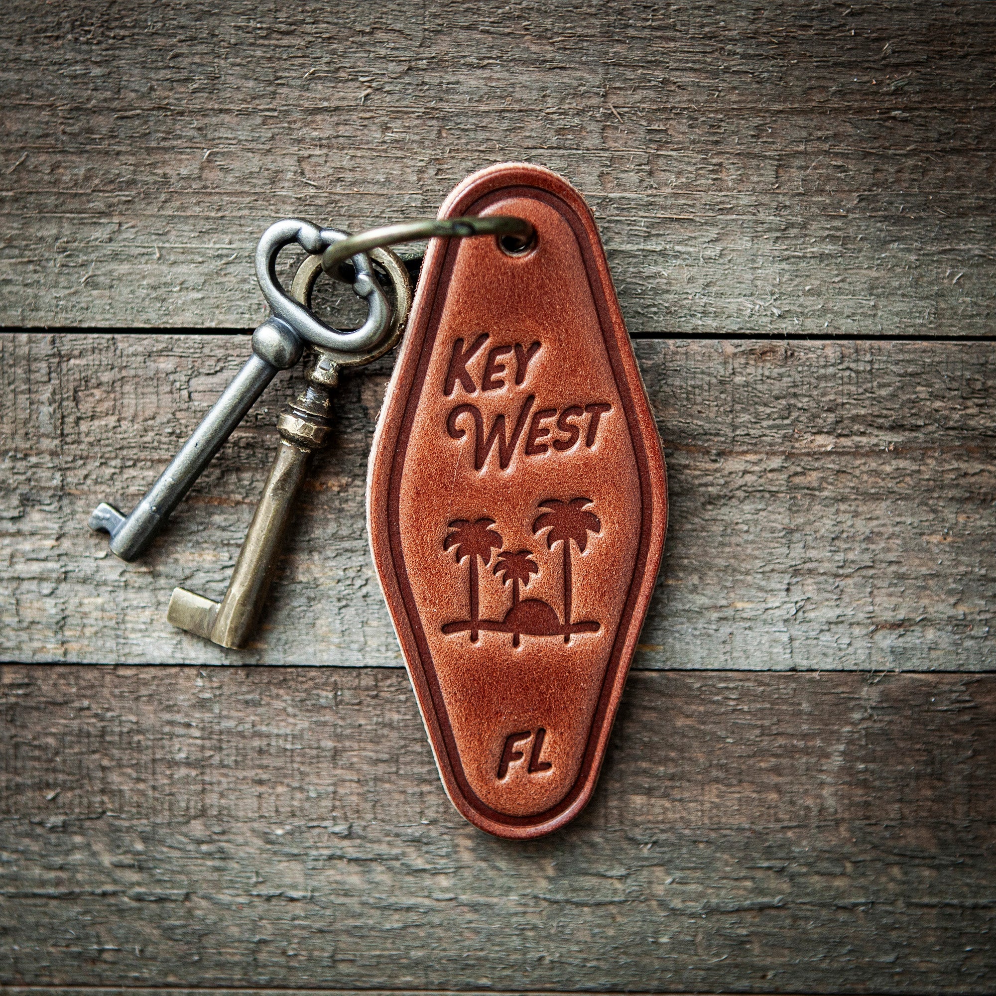 Key West Leather Keychain Motel Style