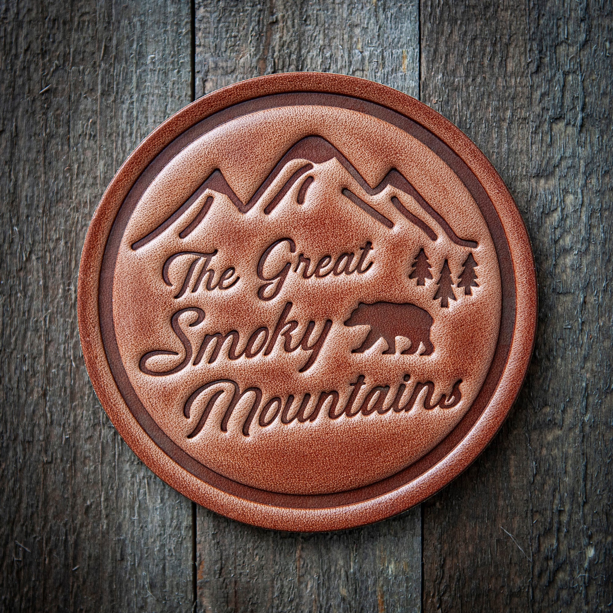 Great Smoky Mountains Leather Coaster