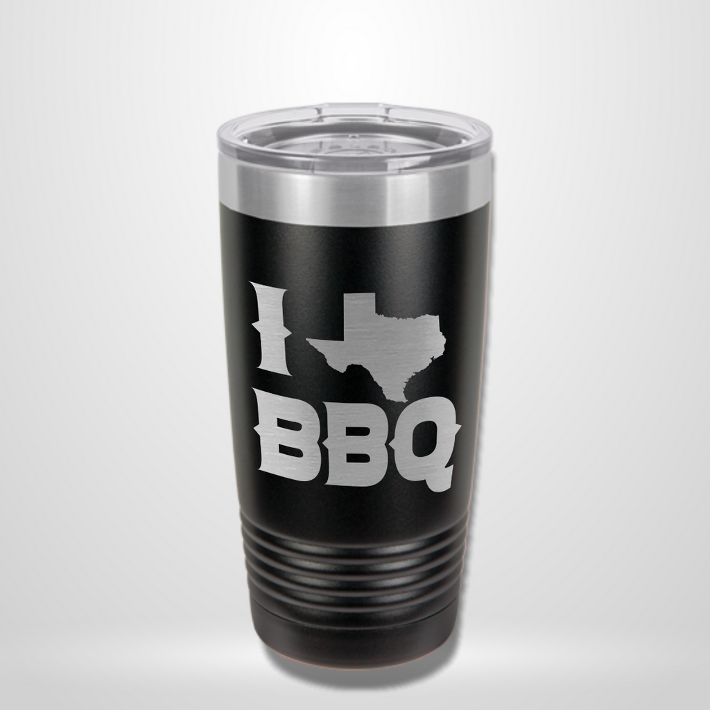 I Love Texas BBQ 20oz Insulated Tumbler - Stainless Steel Pitmaster Gift