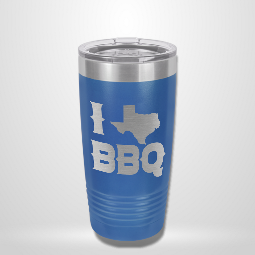 I Love Texas BBQ 20oz Insulated Tumbler - Stainless Steel Pitmaster Gift