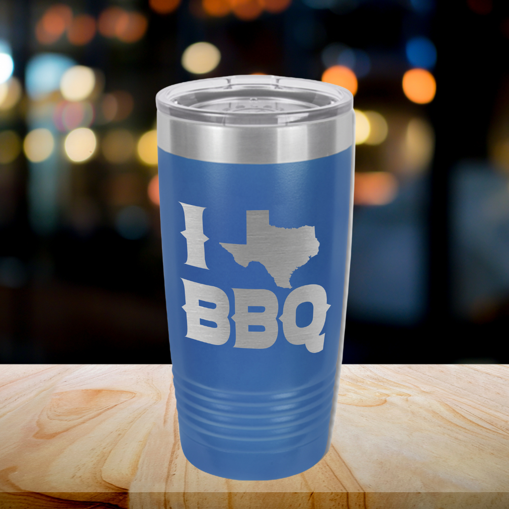 I Love Texas BBQ 20oz Insulated Tumbler - Stainless Steel Pitmaster Gift