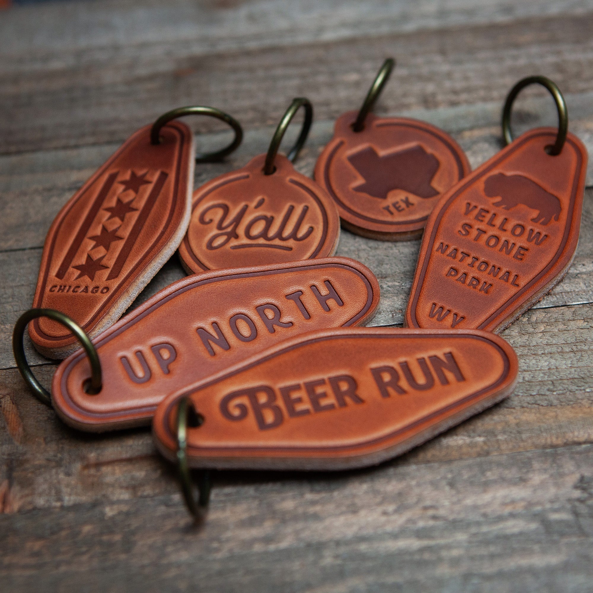 Big Sky Montana Leather Keychain Motel Style