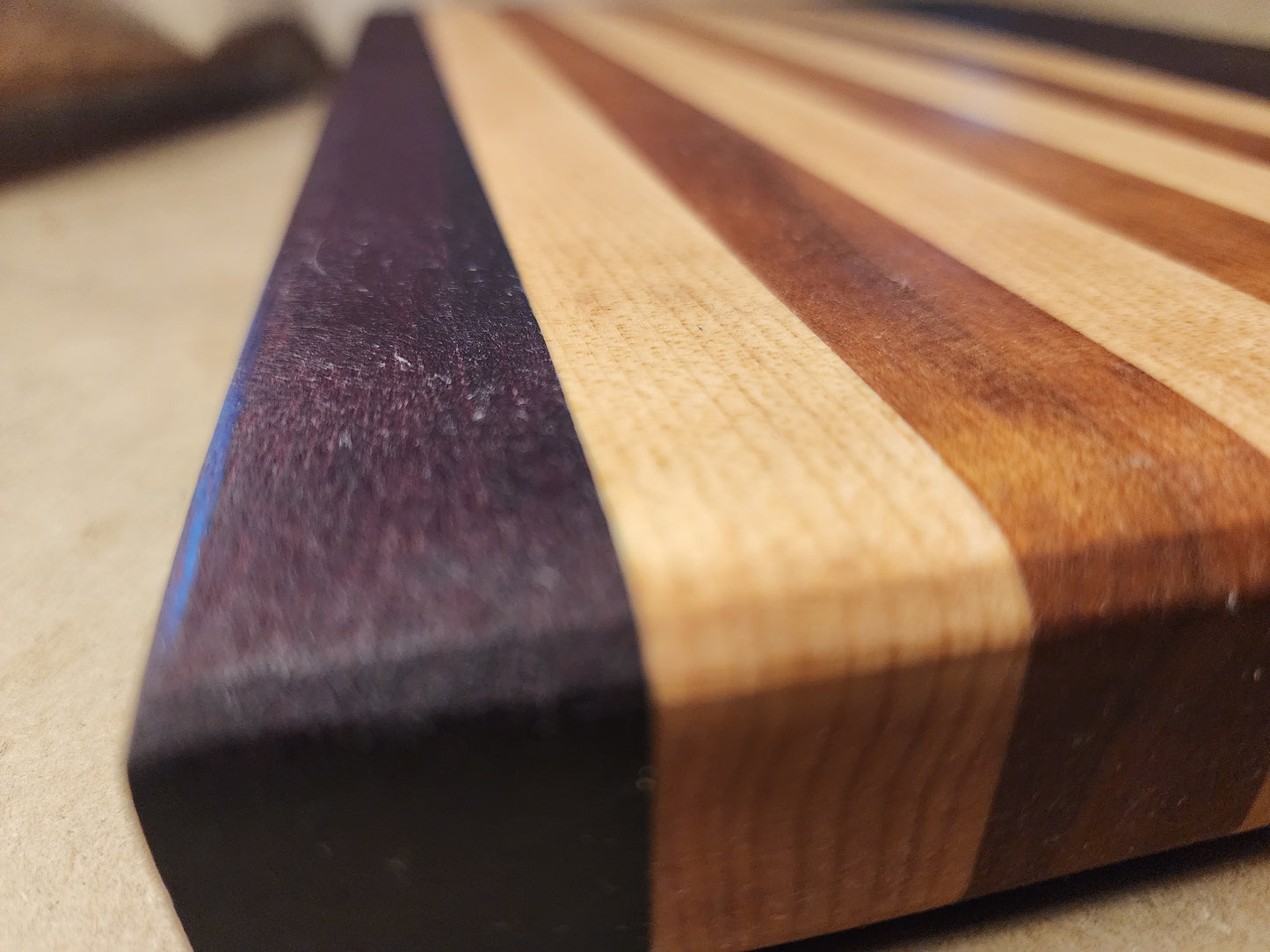 Premium Cherry, Purple Heart and Maple Wood Cutting Board