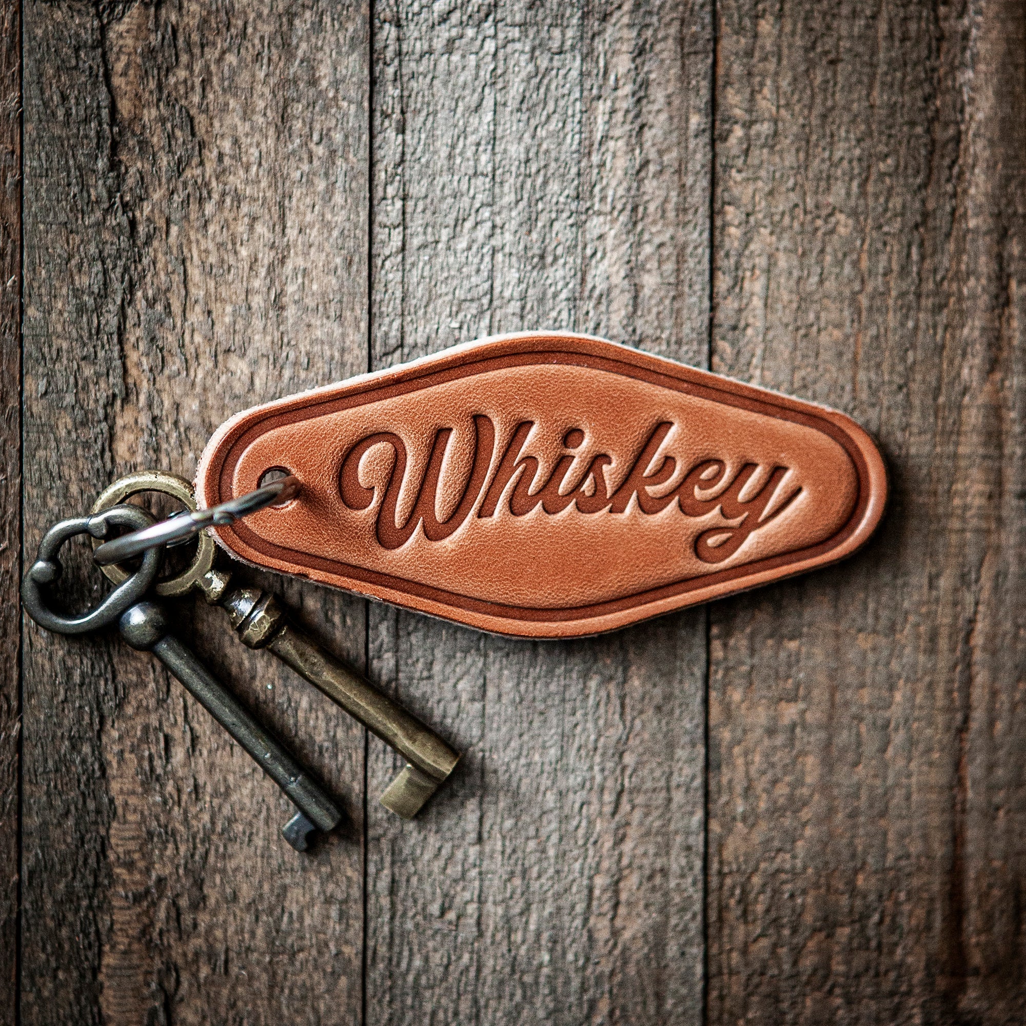 Whiskey Script Keychain Motel Style