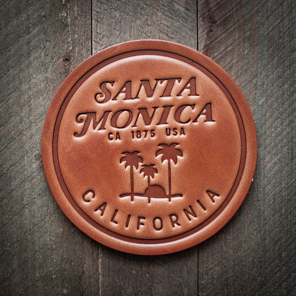 Santa Monica California Leather Coaster